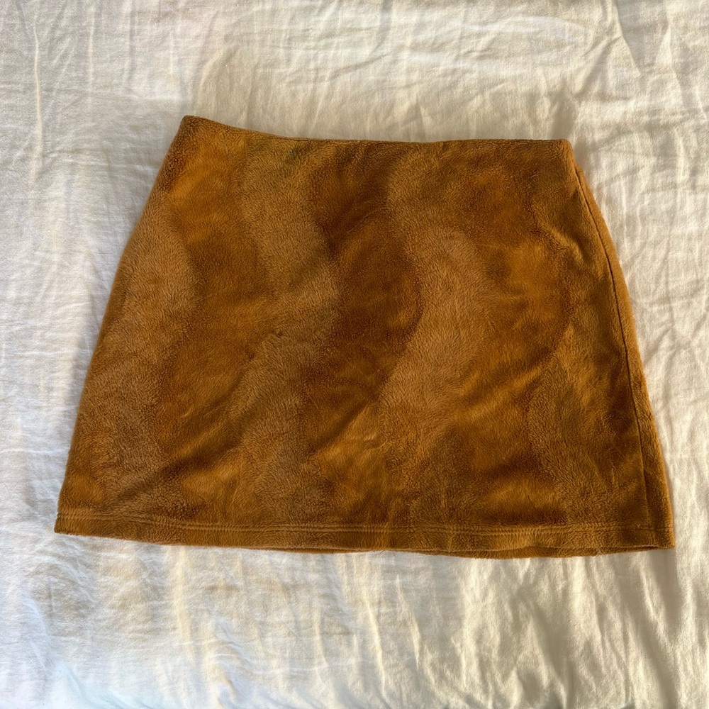 Vintage Mustard Micro Faux Fur Mini Skirt
